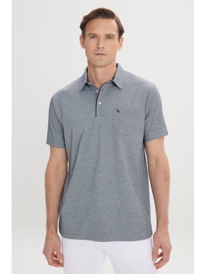 Altınyıldız Classics Erkek Mavi Comfort Fit Rahat Kesim Polo Yaka Pamuklu Kısa Kollu Tişört