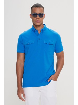 Altınyıldız Classics Erkek Saks %100 Pamuk Slim Fit Dar Kesim Polo Yaka Tişört