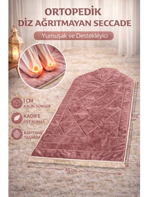 Hig Store Ortopedik Diz Ağrıtmayan Kapitone Tasarım Hediyelik Çeyizlik Seccade 1cm Sünger 65*120 Ebat