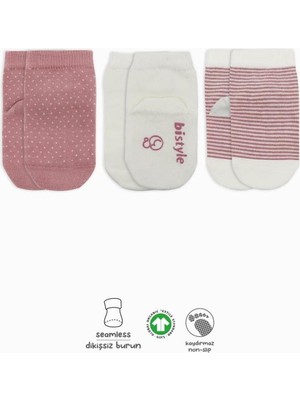 Timion Nessiworld Puanlı Kaymaz Penye Soket Çorap 3'lü BS10108 Pudra