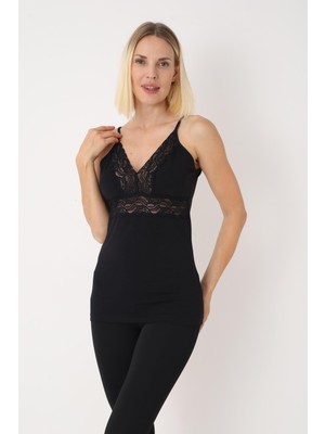 Confeo Kadın Bambu Dantelli Ince Askılı Atlet