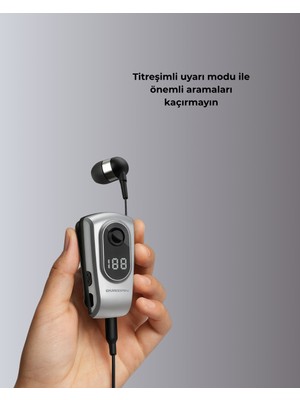 Zero Land Muratech Profesyonel Bluetooth Kulaklık – Klipsli, Titreşimli, Dijital Göstergeli