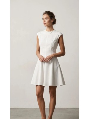 362 Fashion Butik Pile Detay Kolsuz Mini Elbise