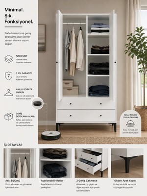 FOCUS 2 KAPILI DOLAP/GARDIROP (%100MDF)