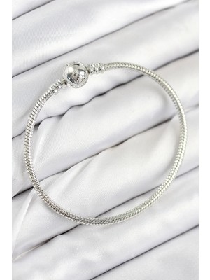 Uslucan Alışveriş Pirinç Charm Topcuk Model Gümüş Renk Kadın Bileklik