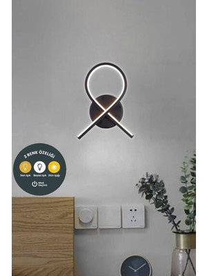 Lzy Avize Store Loop LED Duvar Apliği 3 Renk-Modern Siyah Loop Tasarım Dekoratif Aydınlatma
