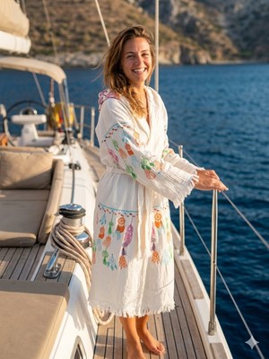 Trend Nexus Çift Katlı %100 Pamuklu Müslin Hafif Hızlı Kuruyan Bornoz