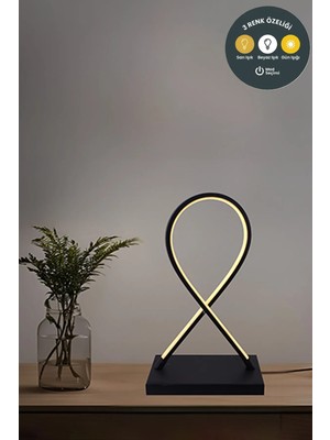 Lzy Avize Store 3 Renk Loop Masa Lambası Led-Modern Siyah Loop Tasarım Dekoratif Aydınlatma