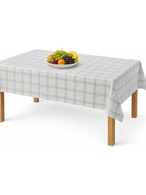 Mandaş Tekstil Kesme Masa Örtüsü Muşamba-Kareli Gri - 100X140