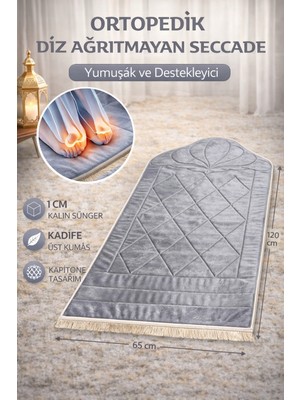 Hig Store Ortopedik Diz Ağrıtmayan Kapitone Tasarım Hediyelik Çeyizlik Seccade 1cm Sünger 65*120 Ebat