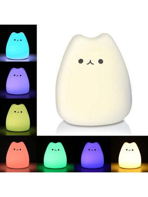 Linalp Little Cat Silicone Light Şarjlı Kedi Gece Lambası Rgb Dokunmatik Çocuk Odası Masa Lambası 974514451S21 Masa ve Gece Lambası