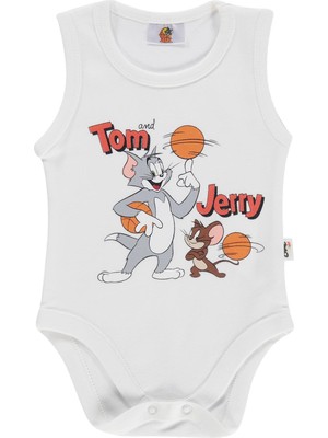Civil Baby Tom And Jerry Baskılı 3-18 Ay Çıtçıtlı Badi - Ekru