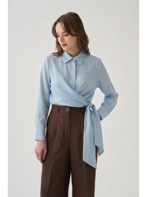 ALLDAY Mavi-Manşet Nakış Detaylı Gömlek