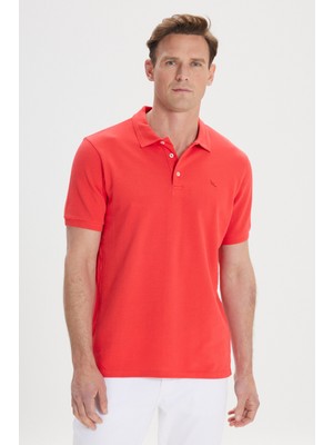 Altınyıldız Classics Erkek Kırmızı Slim Fit Dar Kesim Polo Yaka %100 Pamuk Kısa Kollu Tişört