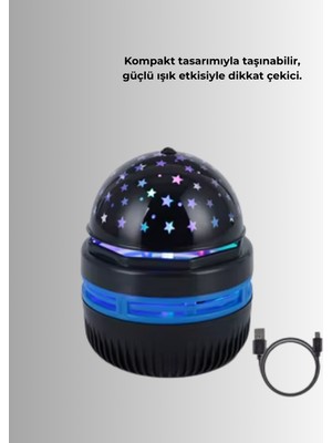 Zero Land Muratech Döner Galaxy Projektör Gece Lambası – Ay ve Yıldız Işıklı Atmosfer Lamba, USB Bağlantılı