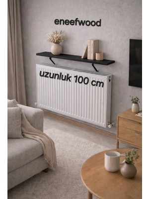 Feyza Design Petek Üstü Raf 100X15 Mat Siyah Metal Ayaklı Dresuar