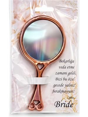 Dizayn Parti Evi Dzyn Rose Gold El Aynası 10’lu Set – Bride Yazılı Hediyelik Ayna, Kına Nişan Düğün Hatırası