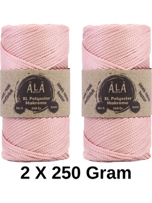 Ala Depo 2 Adet Xl Polyester Makrome No:6 (Kalın) Çanta Ipi 2X250 Gram (Toplam 500 Gram)