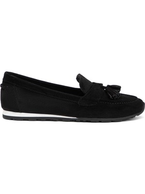 Tergan Siyah Hakiki Süet Deri Kadın Loafer - K25I1AY68064-A01