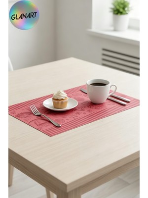 Glanart 30 Adet 28X41 cm Ebatlarında Masa Üstü Kraft Amerikan Servis Kağıdı Pasta Desen Pembe