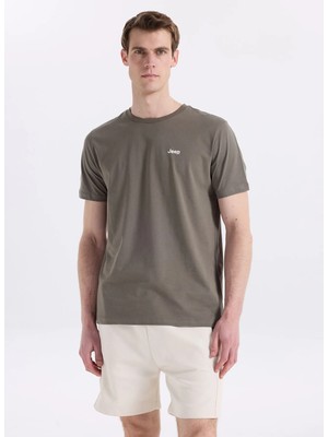 Jeep Açık Haki Erkek Basic Baskılı T-Shirt J4SM-TST7245