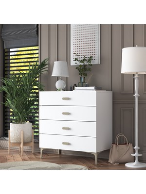 Rani BE116 Şifonyer 4 Çekmeceli Yatak Odası Bebek Odası Beyaz