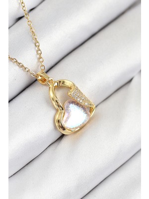 Luord-Store Çelik Zirkon Taşlı Model Gold Renk Kadın Kolye