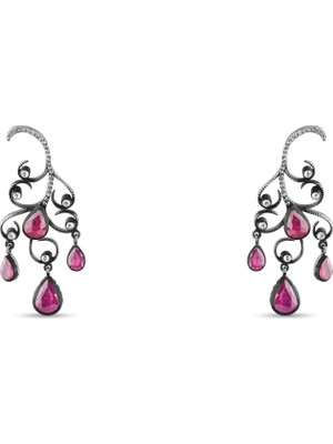 Lial Diamond 3.4 Karat Pırlanta Yakut Küpe ,doğal Pırlanta, Sertifikalı Mücevher
