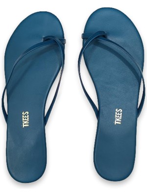 Tkees TK-3001Z Parmak Arali Petrol Kadın Terlik