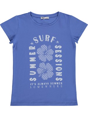Civil Girls Summer Surf Sessions Baskılı 10-13 Yaş Tişört  - Mavi