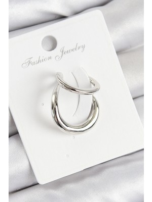 Luord-Store Pirinç Halka Model Gümüş Renk Sağ Kıkırdak Küpe