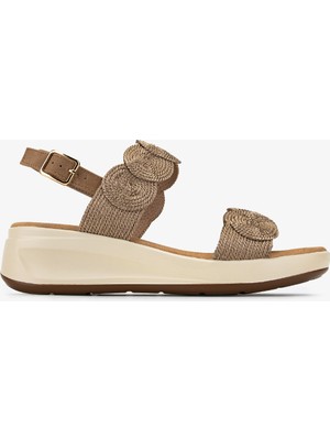 Valmenti Kadın Deri & Tekstil Camel Düz Sandalet 1141 1951-H21 Bn Sndlt Y26 Champagne Weave/cml Nbk