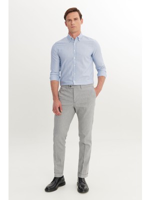 Altınyıldız Classics Pamuklu Slim Fit Dar Kesim Yan Cepli Diagonal Desenli Casual Pantolon