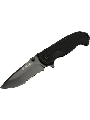 SHC4200 Schrade 5-1 Siyah Kamp Çakı 20CM- Yarı Otomatik, Testere Detaylı, Kemerlikli