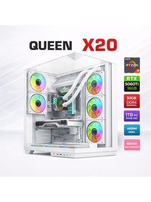 Xaser Queen X20 Ryzen 7 5700X 32GB Ram 1tb M.2 Nvme SSD 16GB RTX5060 Ti Sıvı Soğutmalı Oyuncu Bilgisayarı