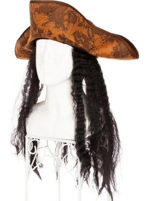 İlanib Ticaret Siyah Saçlı Kaptan Korsan Şapkası