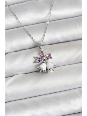 Luord-Store Çelik Zincir Gümüş Renk Chirtsmas Bell Model Yılbaşı Temalı Kadın Kolye