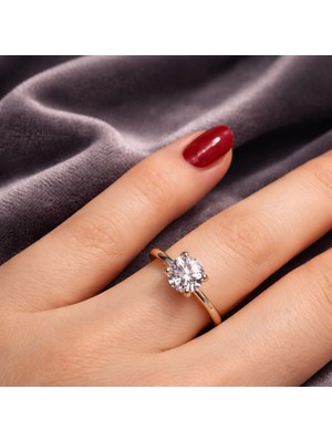 Jane Silver 925 Ayar Gümüş Tektaş Yüzük