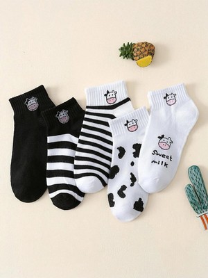 Famemus Accessory Desenli Kısa Patik 5 Çift Çorap