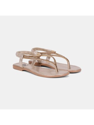 Desa Kadın Gold Arkası Lastikli Taş Detaylı Parmak Arası Sandalet