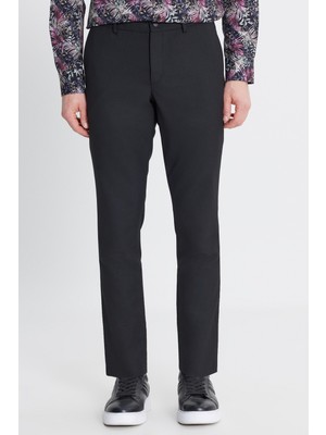 Altınyıldız Classics Erkek Siyah Slim Fit Dar Kesim Yünlü Yan Cepli Takım Elbise Pantolonu