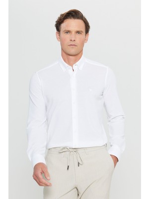Altınyıldız Classics 360 Her Yöne Esneyen Pamuklu Slim Fit Dar Kesim Düğmeli Yaka Örme Gömlek