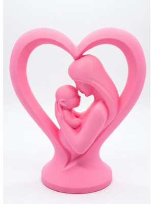 My Craft 3D MYCRAFT3D 2'li Anneler Günü Hediyesi Kalp Içinde Anne Bebek Figürlü Biblo - Dekoratif Heykel 12CM