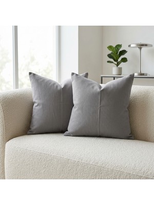 Vienna Home 2’li Kırlent Kılıfı Seti 45X54 cm %100 Pamuk Canvas Kumaş Gizli Fermuarlı Dekoratif Kırlent Kılıfı