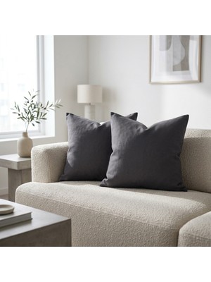 Vienna Home 2’li Kırlent Kılıfı Seti 45X54 cm %100 Pamuk Canvas Kumaş Gizli Fermuarlı Dekoratif Kırlent Kılıfı