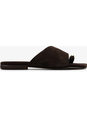 Valmenti Kadın Hakiki Deri Kahverengi Düz Terlik 1141 415 Bn Trlk Y26 Brown Suede