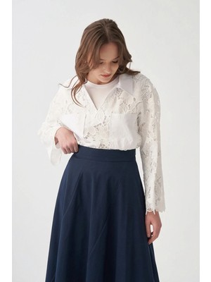 ALLDAY Lacivert-Verev Parçalı Etek