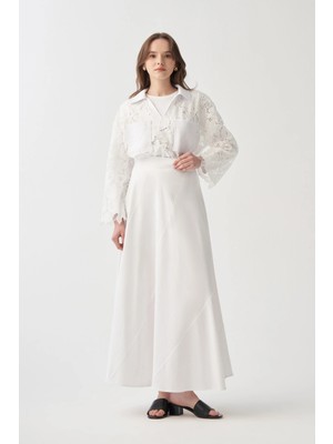 ALLDAY Beyaz-Verev Parçalı Etek