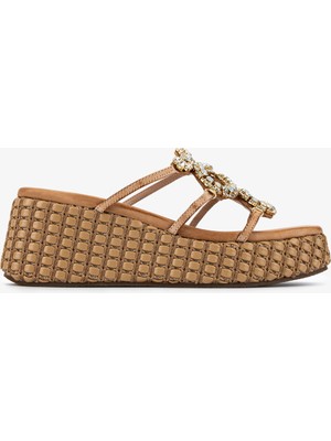 Valmenti Kadın Hakiki Deri Bej Topuklu Terlik 1141 546 Bn Trlk Y26 Naturel Leather