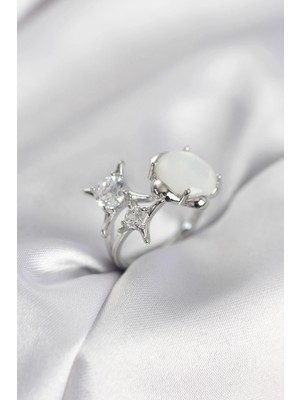 İlanib Ticaret Gümüş Renk Kutup Yıldızı Model Kadın Yüzük
